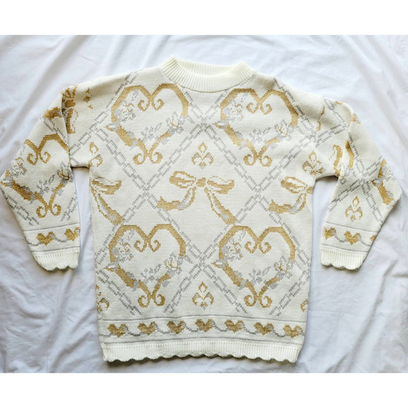 dana scott Sweaters - Vintage Dana Scott Gold & Silver Metallic Knit Mock Neck Sweater. Size L